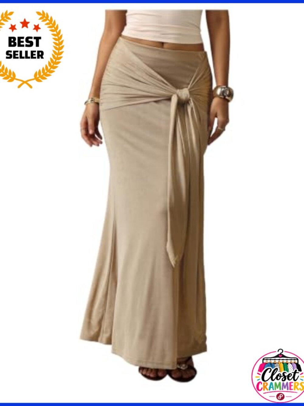 Floerns Women Elegant Boho Wrap Ruched Maxi Fishtail Bodycon Long Skirt